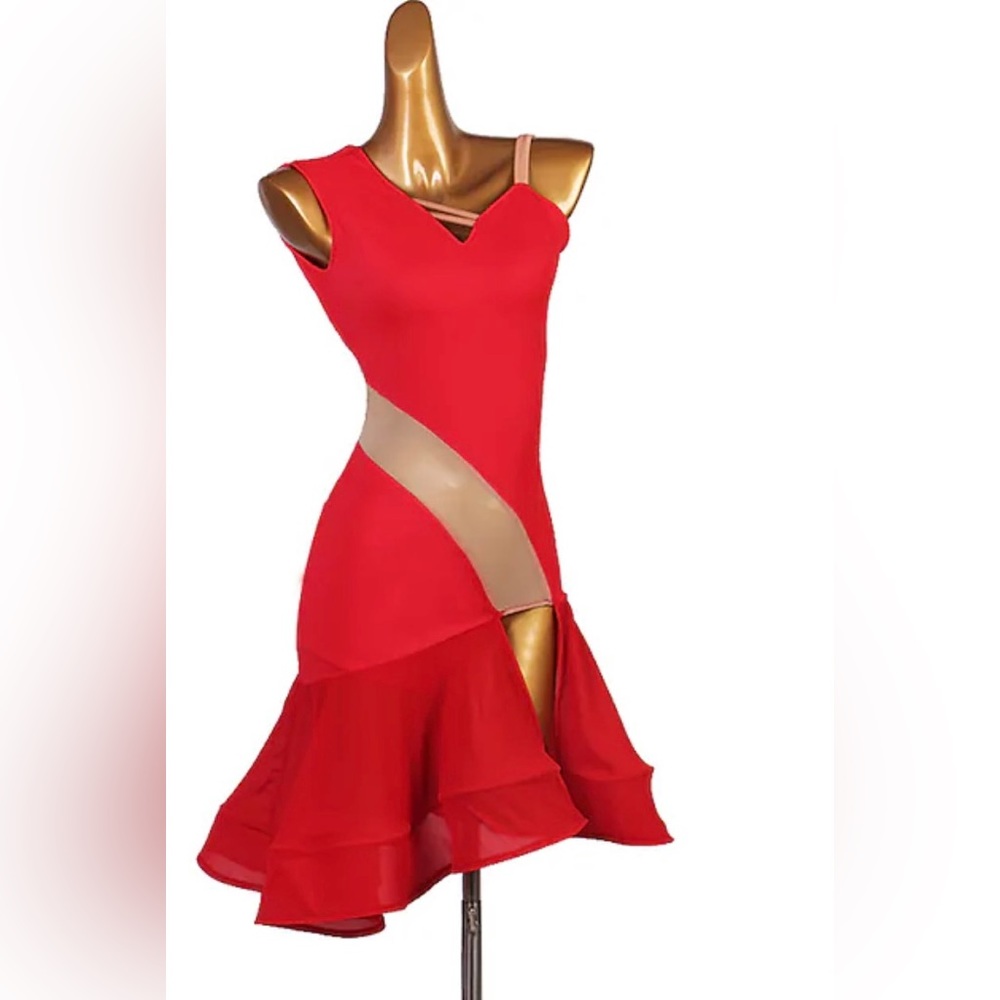 Ladies/Women’s Red Latin/Rhythm Ballroom Dance Dress